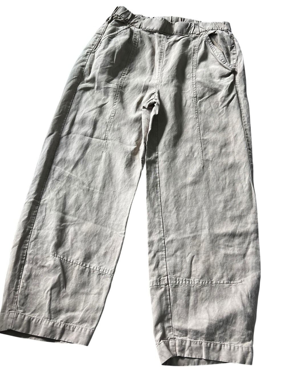 Eileen Fisher Tencel Linen Blend Elastic Waist Cropped Pull-On Pants Size XXS